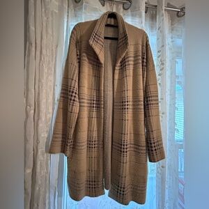 J.Jill Tan & Black Plaid Open Cardigan